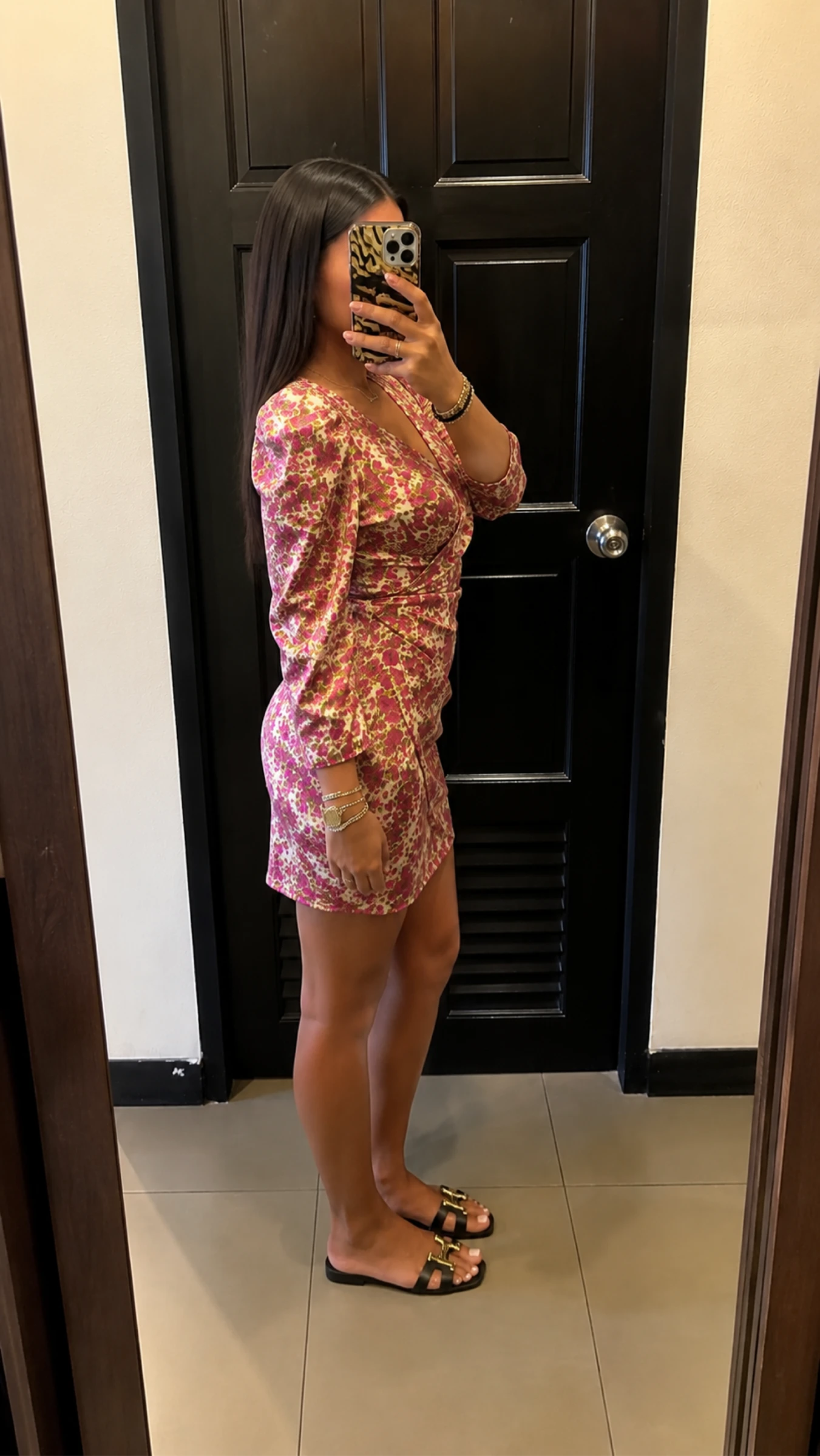 Vestido curto floral rosa – Mangas longas bufantes – Tamanho P – photo 3